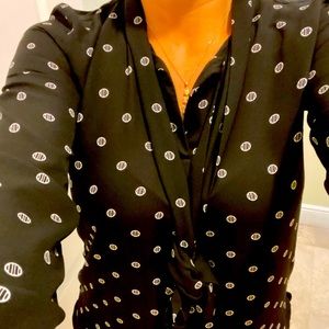 The Loft blk&wht long sleeve blouse w/ necktie